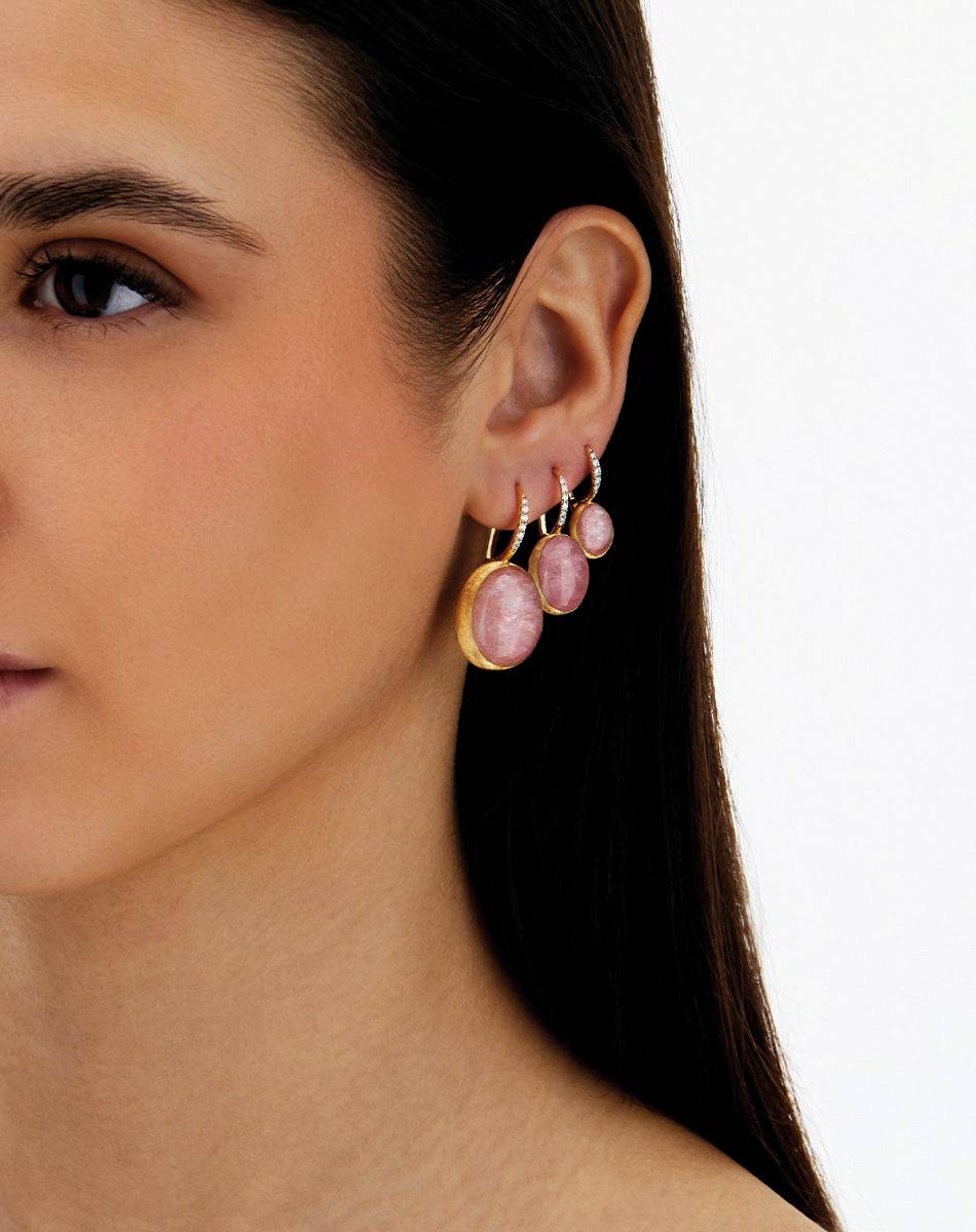 Nanis Orecchini Ciliegine Rosolio "Boules" in oro inciso, diamanti, cristall – Nanis Italian Jewels In Saldo