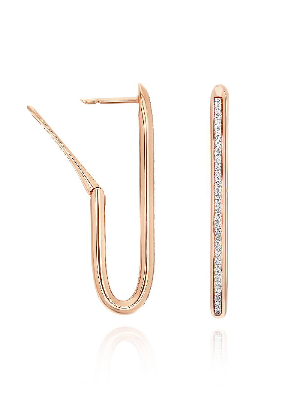 Nanis Orecchini a cerchio "libera" squadrati grandi in oro rosa e diamanti – Nanis Italian Jewels In Vendita