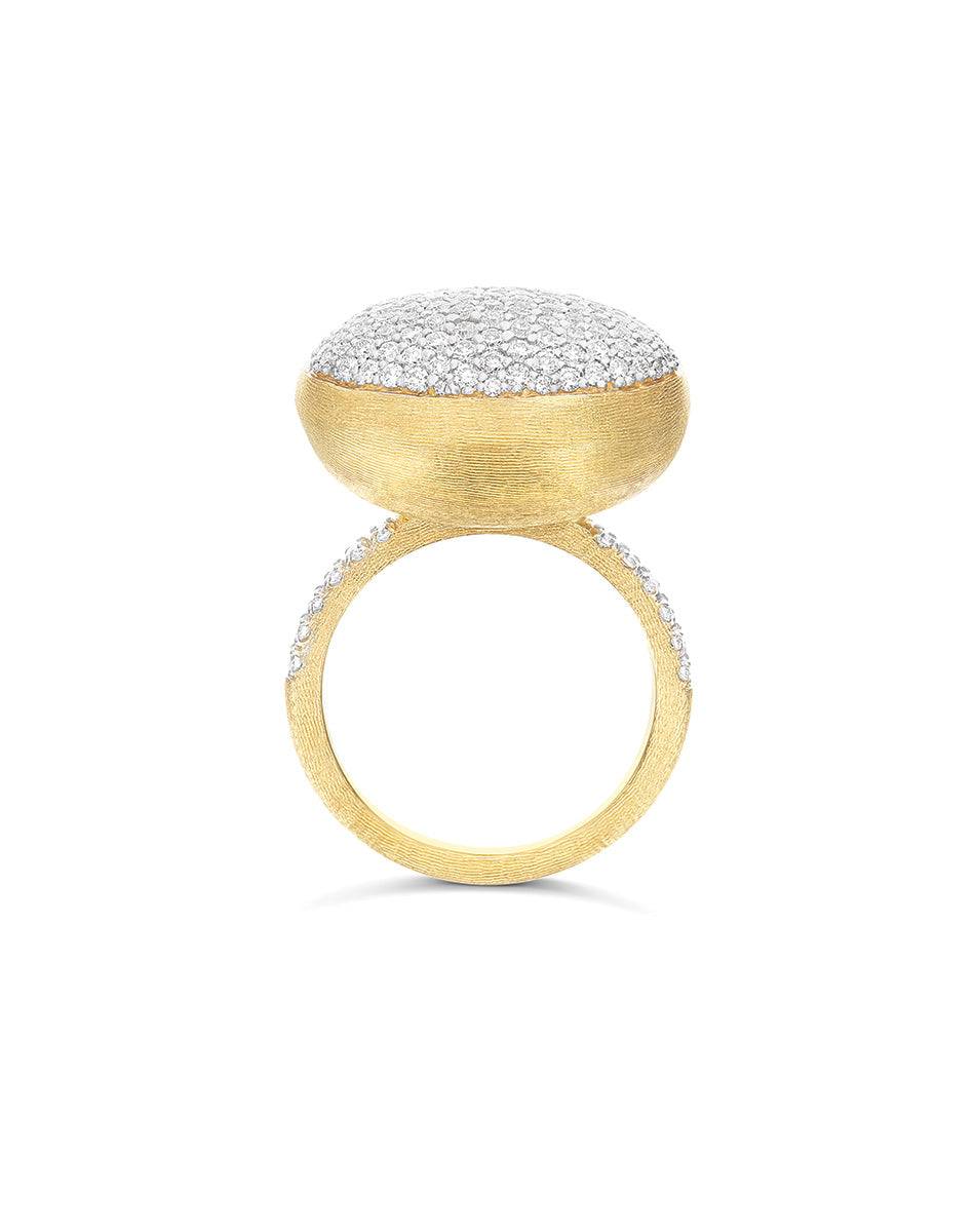 Nanis Anello "Boules" in oro inciso e pavè di diamanti (grande) – Nanis Italian Jewels Moda