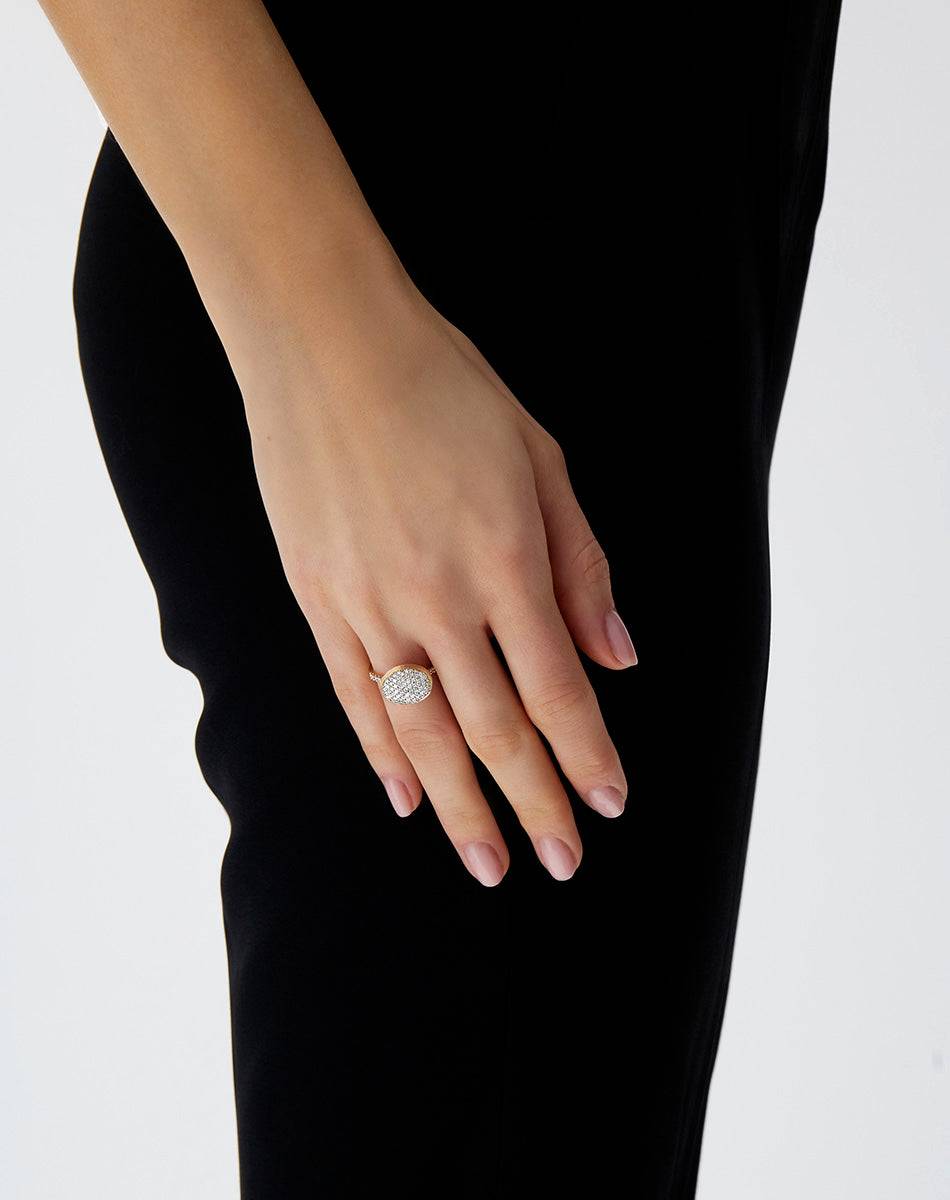Nanis Anello "Boules" in oro inciso e pavè di diamanti (medio) – Nanis Italian Jewels 2025
