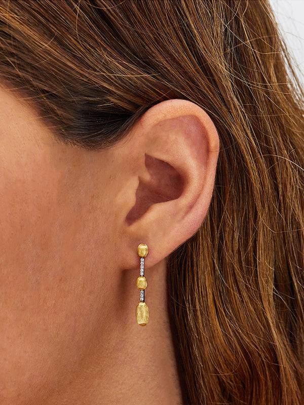 Nanis Orecchini "DANCING ÉLITE" pendenti incisi a mano in oro e diamanti – Nanis Italian Jewels Vendita Economica