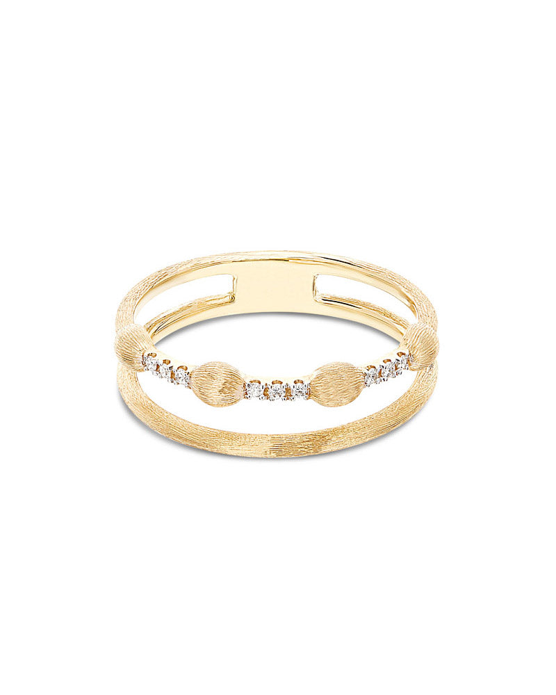 Nanis Anello "DANCING ÉLITE" a doppia fascia con boules in oro e barrette di – Nanis Italian Jewels In Linea