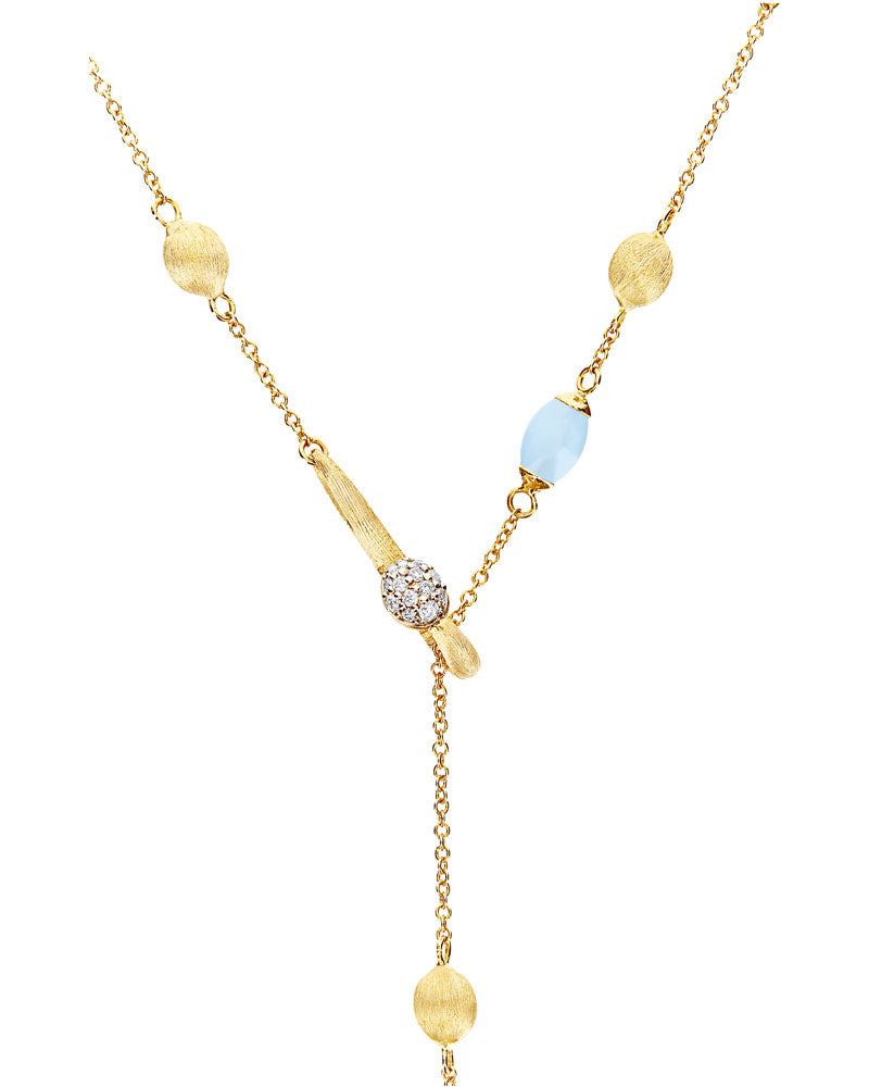 Nanis Collana lariat "SOFFIO" in oro, diamanti e acquamarina – Nanis Italian Jewels Promozione