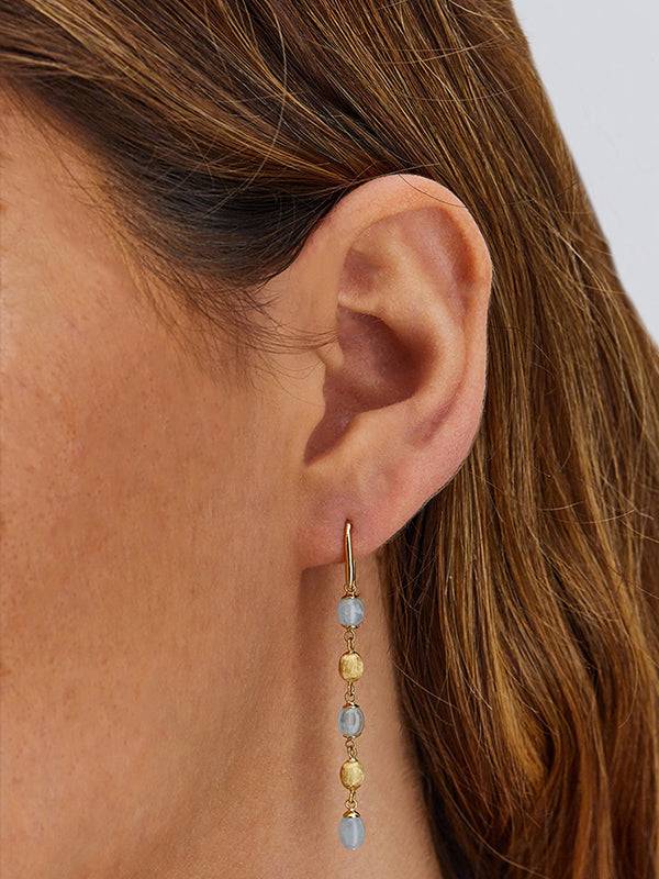 Nanis Orecchini "DANCING AZURE" pendenti in oro e acquamarina – Nanis Italian Jewels Spedizione Gratuita