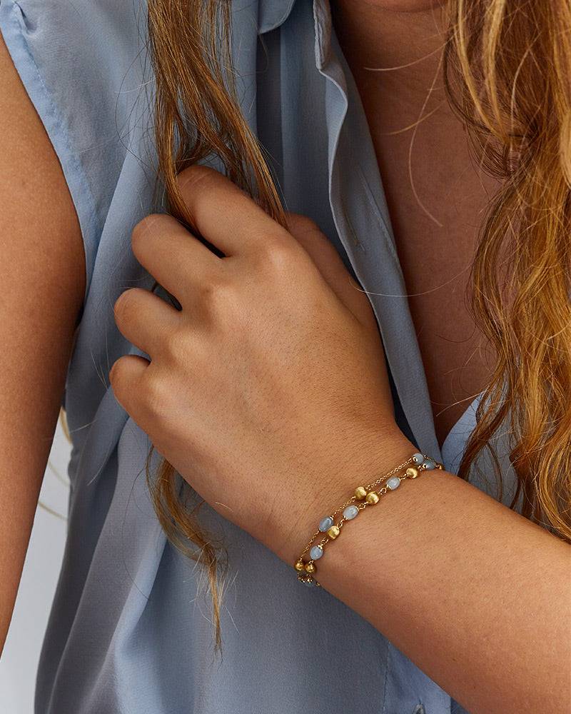 Nanis Bracciale "DANCING AZURE" casual in oro e acquamarina – Nanis Italian Jewels Soddisfazione Garantita