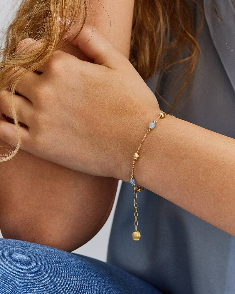 Nanis Bracciale "DANCING AZURE" minimale in oro e acquamarina – Nanis Italian Jewels Qualità Garantita