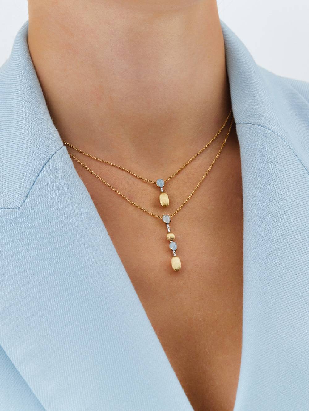 Nanis Collana "DANCING AZURE" pendente con ciondolo in oro, barrette di diam – Nanis Italian Jewels Acquista Ora