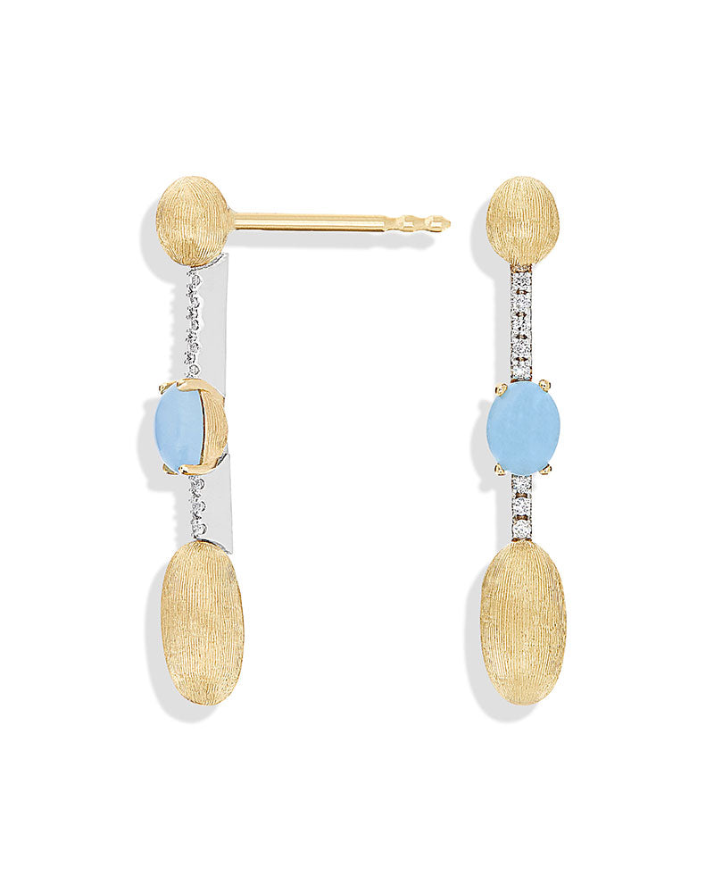 Nanis Orecchini "DANCING AZURE" pendenti con boules in oro, barrette di diam – Nanis Italian Jewels Consegna Veloce