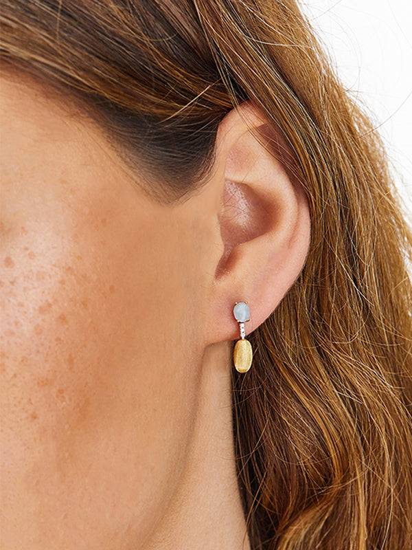 Nanis Orecchini "DANCING AZURE" pendenti con boules in oro, diamanti e acqua – Nanis Italian Jewels Promozione Limitata