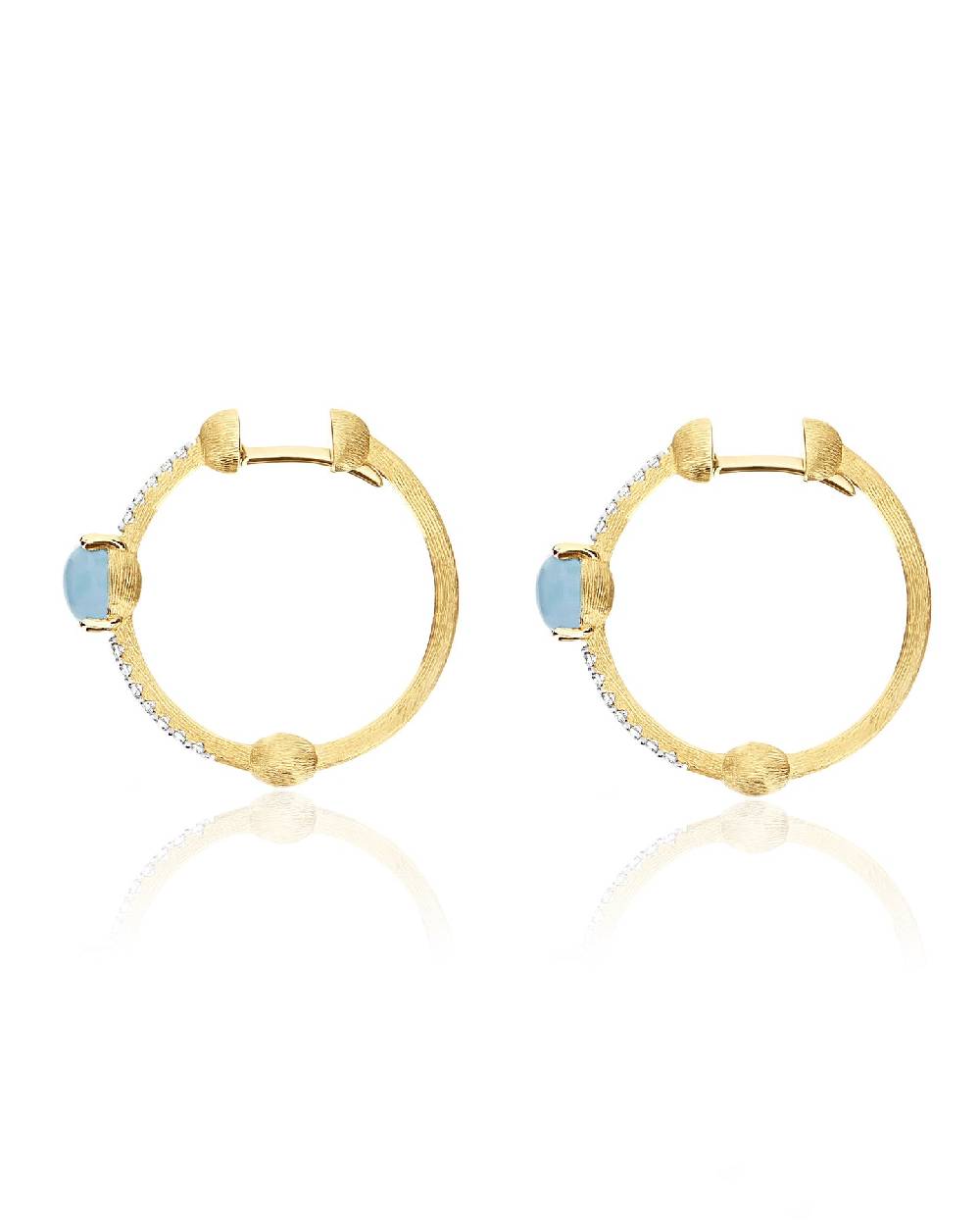 Nanis Orecchini a cerchio "DANCING AZURE" in oro, diamanti e acquamarina – Nanis Italian Jewels Affare Del Giorno