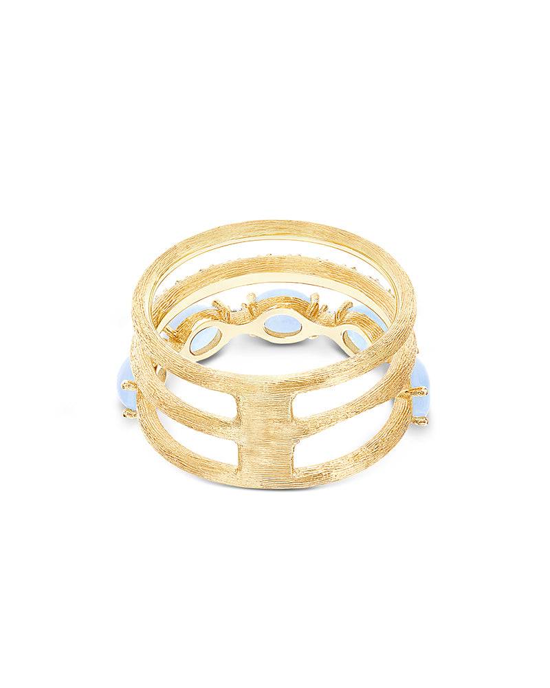 Nanis Anello "DANCING AZURE" a tripla fascia in oro, diamanti e acquamarina – Nanis Italian Jewels Convenienza