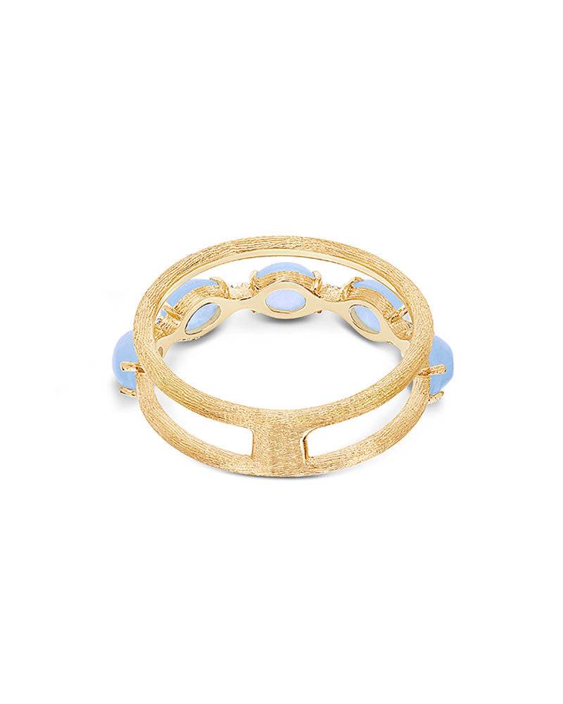 Nanis Anello "DANCING AZURE" a doppia fascia in oro, diamanti e acquamarina – Nanis Italian Jewels Novità