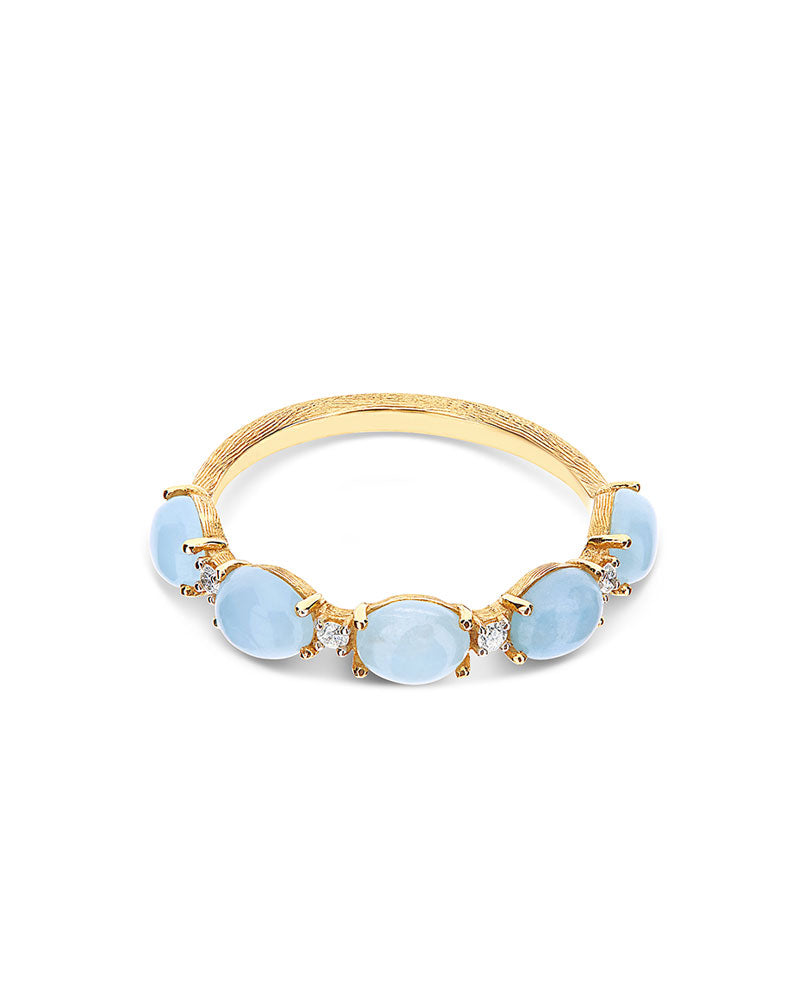 Nanis Anello "DANCING AZURE" con boules in oro, diamanti e acquamarina – Nanis Italian Jewels Presa