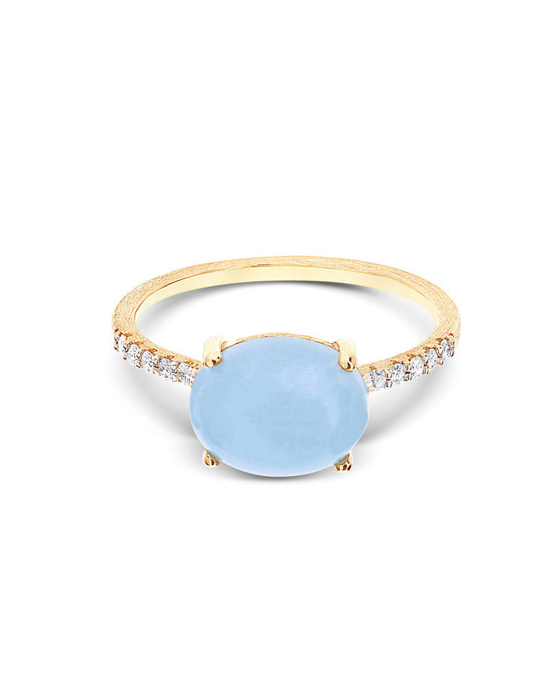 Nanis Anello "DANCING AZURE" impilabile in oro, diamanti e acquamarina (gran – Nanis Italian Jewels Sconto