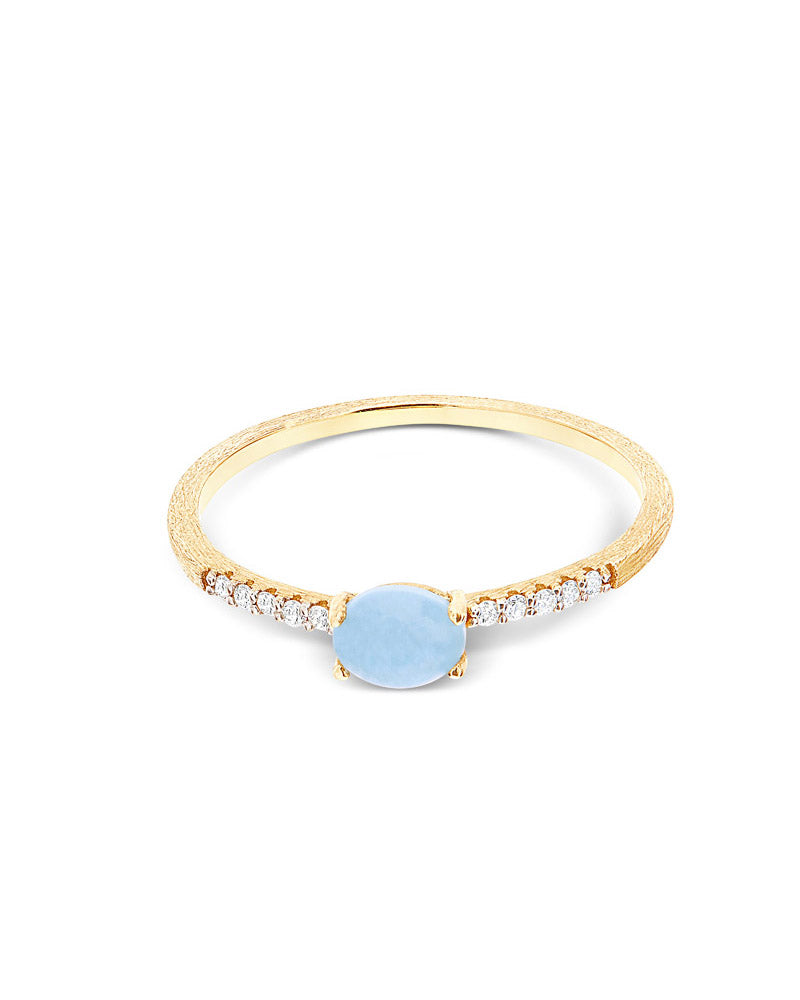 Nanis Anello "DANCING AZURE" impilabile in oro, diamanti e acquamarina (picc – Nanis Italian Jewels Economico