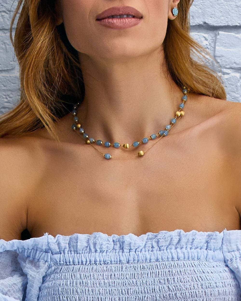 Nanis Collana "DANCING AZURE" 3 in 1 in oro e acquamarina – Nanis Italian Jewels Saldi