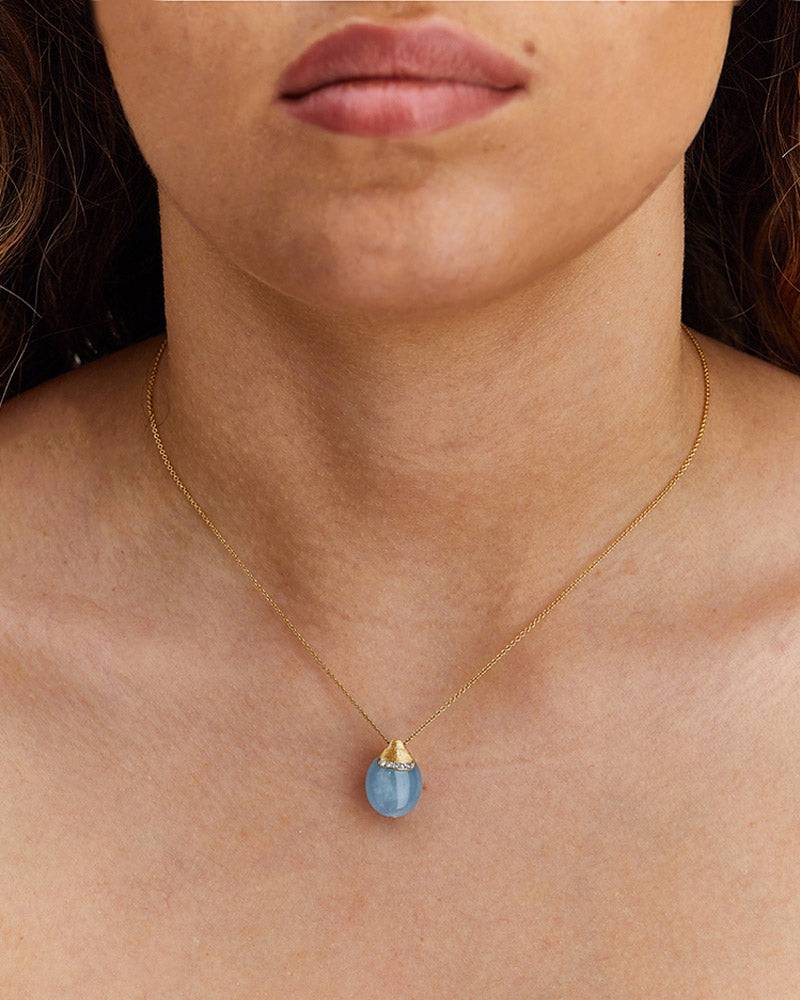Nanis Collana "DANCING AZURE" pendente con ciondolo in oro, diamanti e acqua – Nanis Italian Jewels Offerte