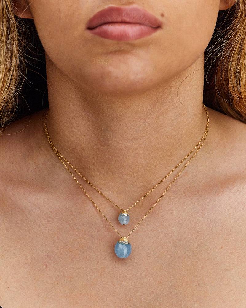 Nanis Collana "DANCING AZURE" pendente con ciondolo in oro, diamanti e acqua – Nanis Italian Jewels Offerte