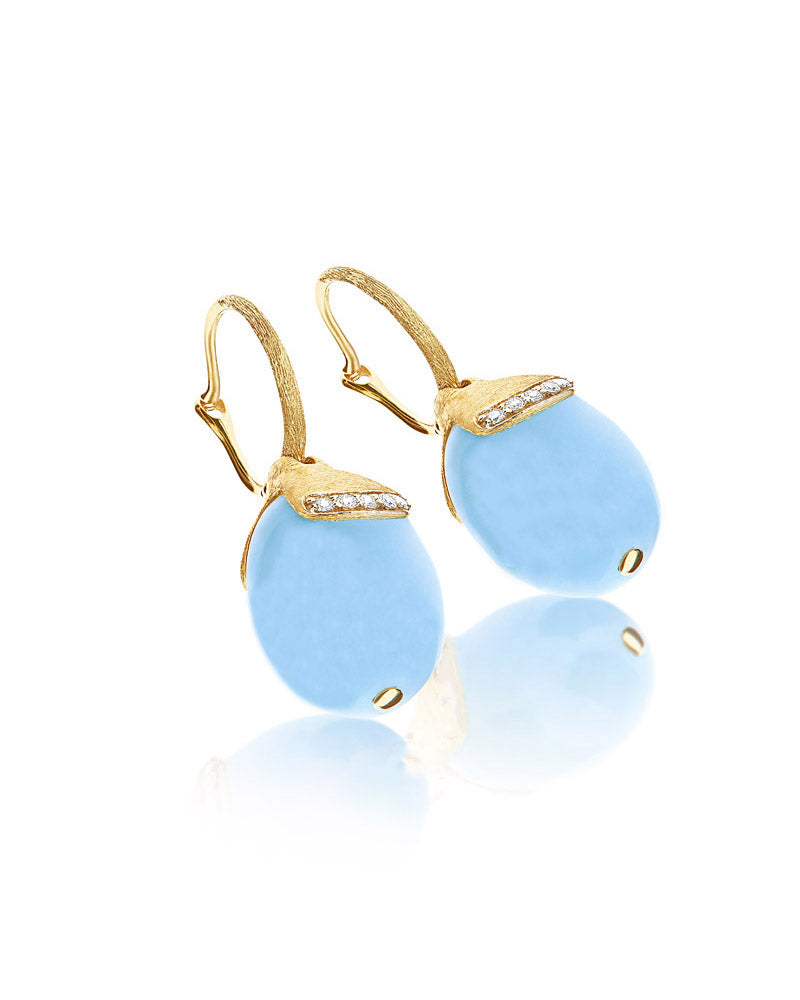 Nanis Orecchini ciliegine "AZURE" pendenti in oro, acquamarina milk e dettag – Nanis Italian Jewels Vendita Calda