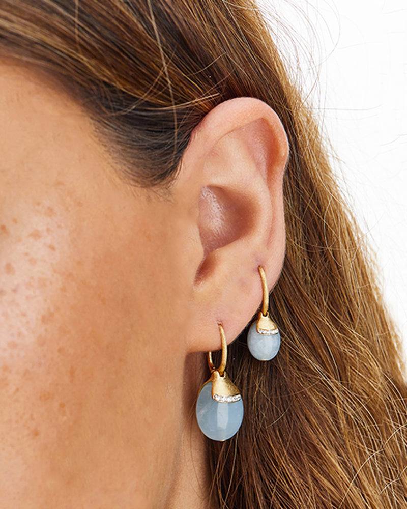 Nanis Orecchini ciliegine "AZURE" pendenti in oro, acquamarina milk e dettag – Nanis Italian Jewels Vendita Economica