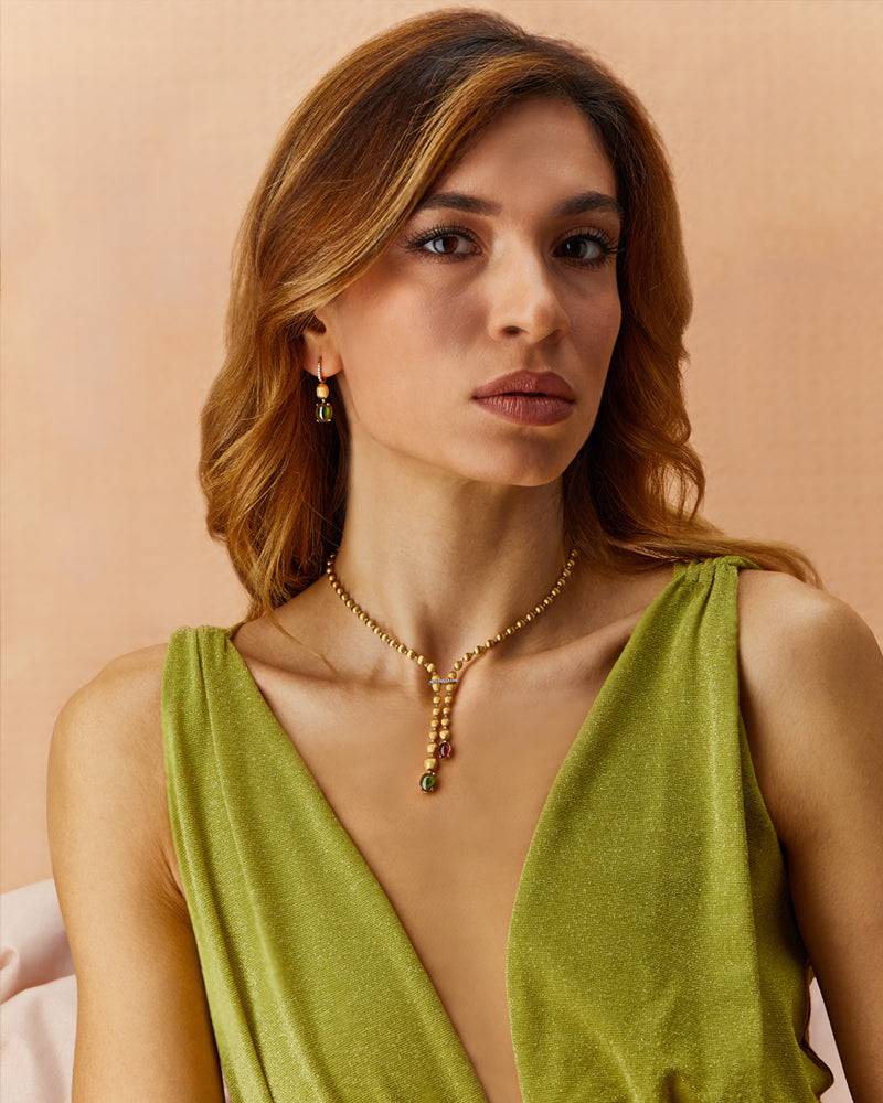 Nanis Collana "DANCING TOURMALINES" in oro, diamanti, tormaline rosa e verdi – Nanis Italian Jewels Saldi Di Fabbrica