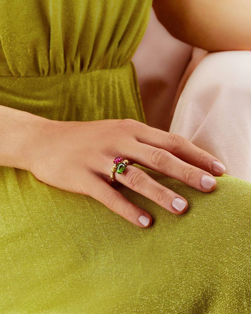 Nanis Anello contrariè "DANCING TOURMALINES" in oro, diamanti, tormaline ros – Nanis Italian Jewels I Più Venduti