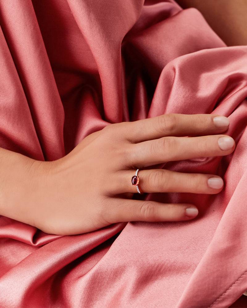 Nanis Anello "DANCING TOURMALINES" in oro, diamanti e tormalina rosa (medio) – Nanis Italian Jewels Nuovo