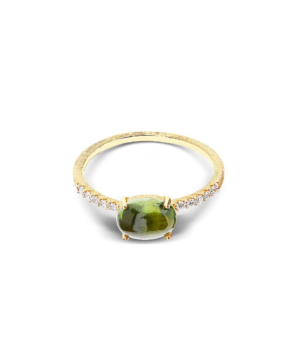 Nanis Anello "DANCING TOURMALINES" in oro, diamanti e tormalina verde (medio – Nanis Italian Jewels Promozione