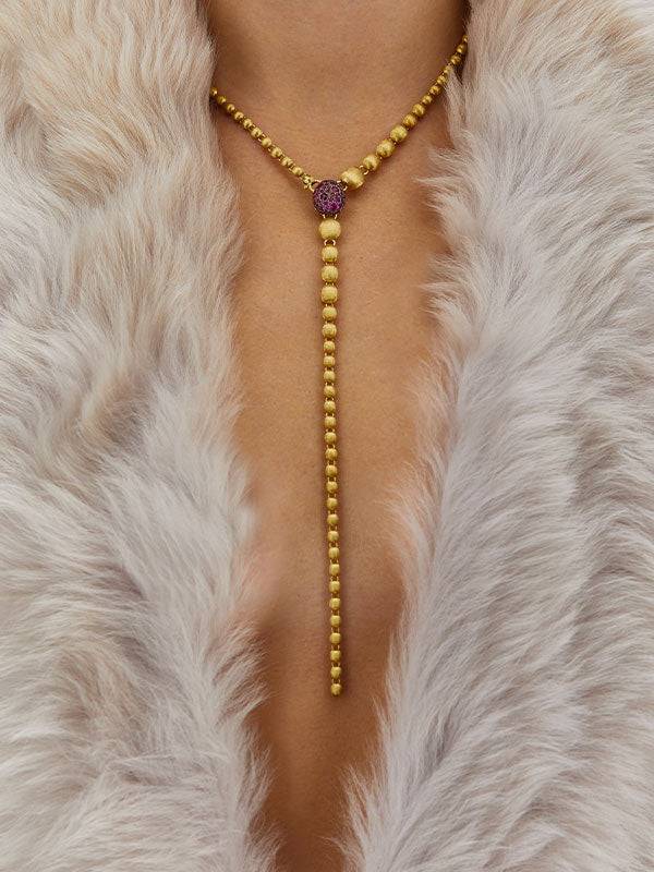 Nanis Collana a Y "DANCING REVERSE" double face in oro, zaffiri rosa, rubini – Nanis Italian Jewels Sottocosto