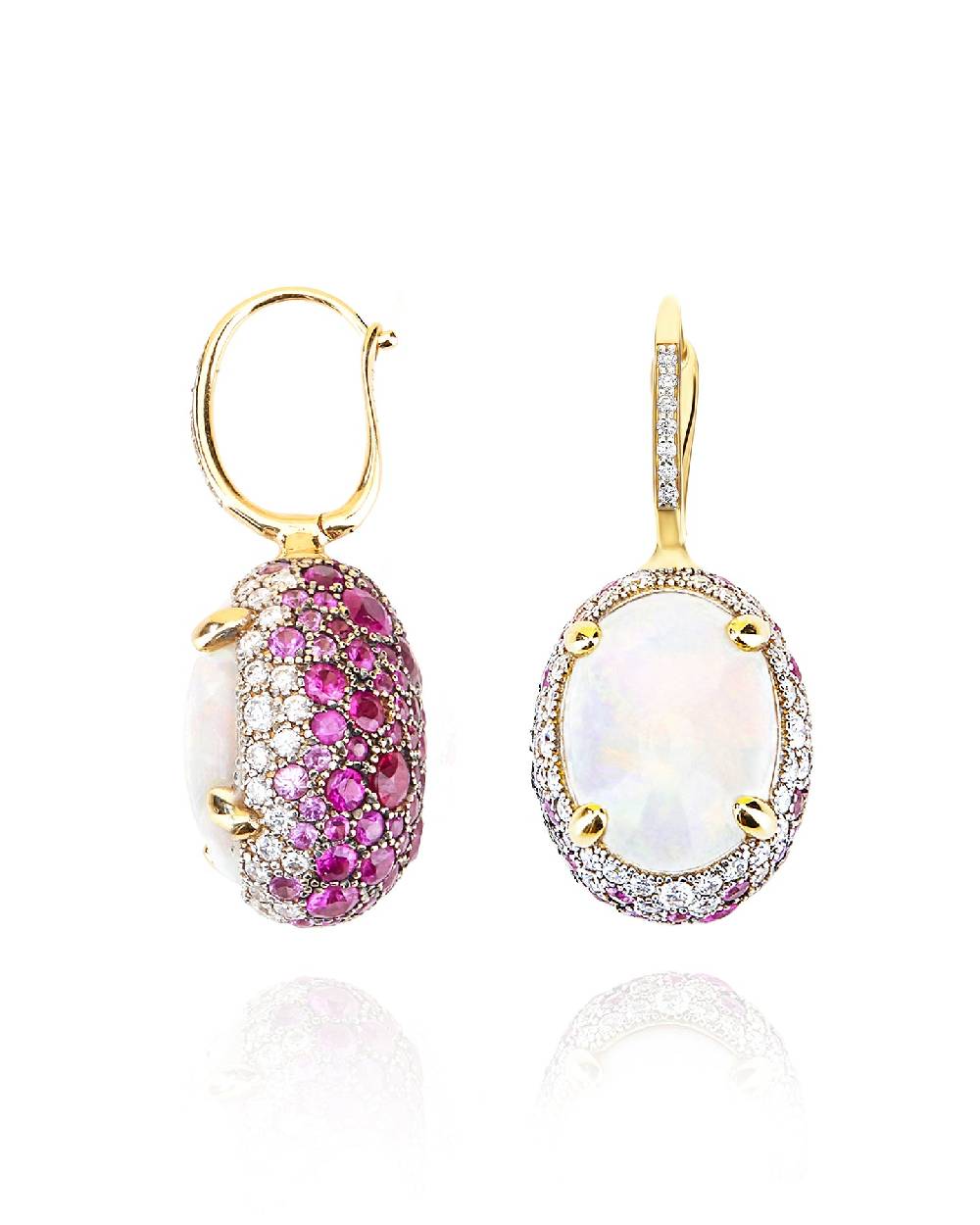 Nanis Orecchini CILIEGINE "DANCING REVERSE" double face in oro, zaffiri rosa – Nanis Italian Jewels Novità