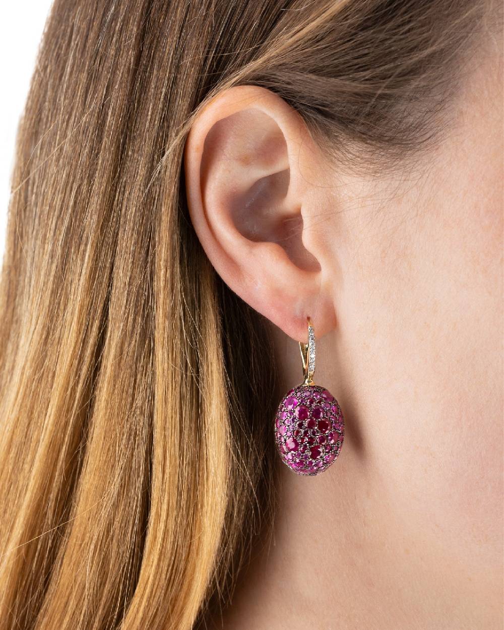 Nanis Orecchini CILIEGINE "DANCING REVERSE" double face in oro, zaffiri rosa – Nanis Italian Jewels Novità