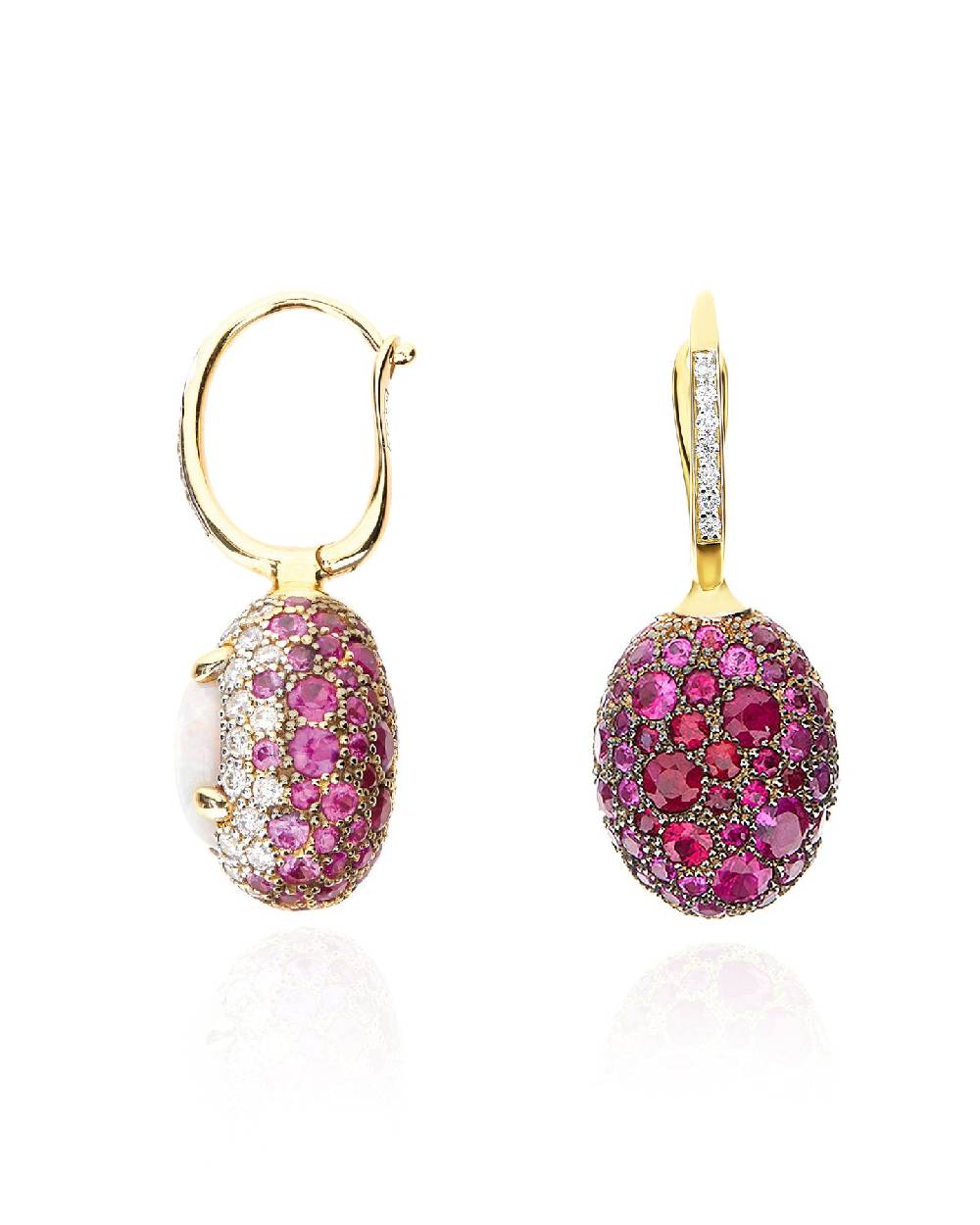 Nanis Orecchini CILIEGINE "DANCING REVERSE" double face in oro, zaffiri rosa – Nanis Italian Jewels Presa