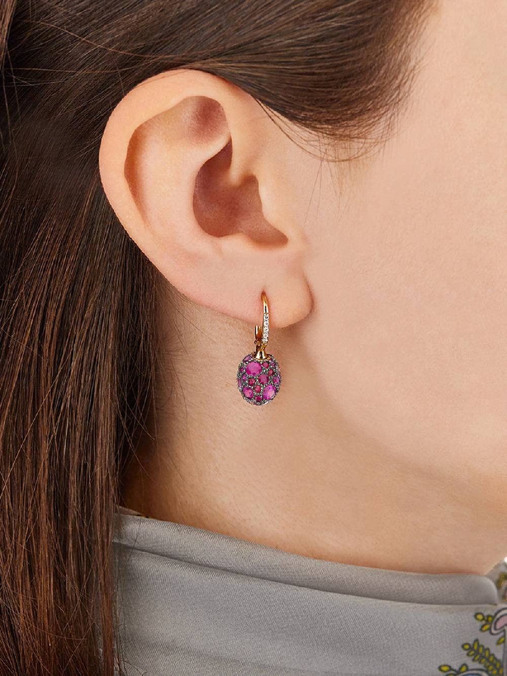 Nanis Orecchini CILIEGINE "DANCING REVERSE" double face in oro, zaffiri rosa – Nanis Italian Jewels Sconto
