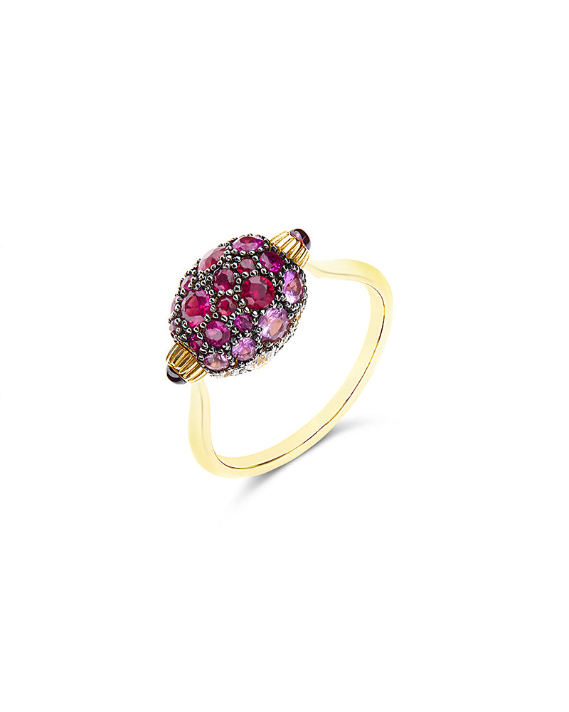 Nanis Anello "DANCING REVERSE" double face in oro, zaffiri rosa, rubini, opa – Nanis Italian Jewels Online