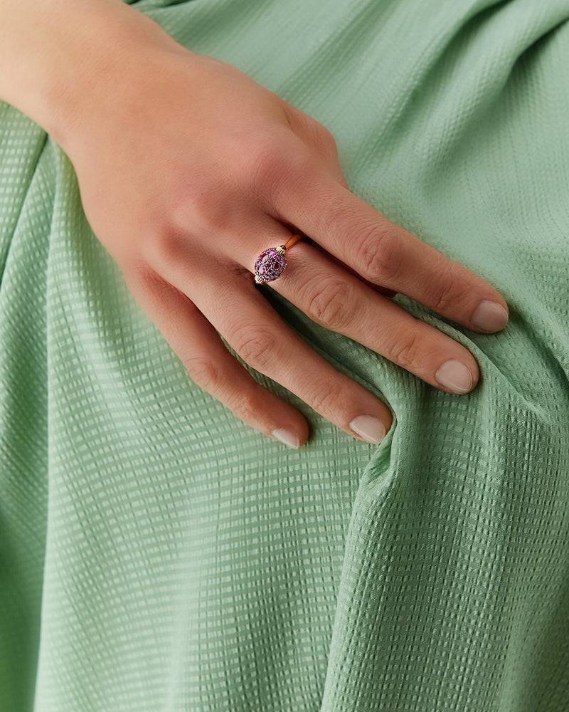 Nanis Anello "DANCING REVERSE" double face in oro, zaffiri rosa, rubini, opa – Nanis Italian Jewels Online