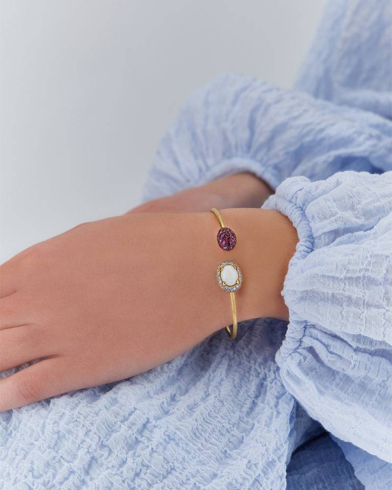 Nanis Bracciale a schiava "DANCING REVERSE" in oro, zaffiri rosa, rubini, op – Nanis Italian Jewels Outlet