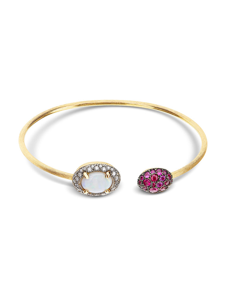 Nanis Bracciale a schiava "DANCING REVERSE" in oro, zaffiri rosa, rubini, op – Nanis Italian Jewels Outlet