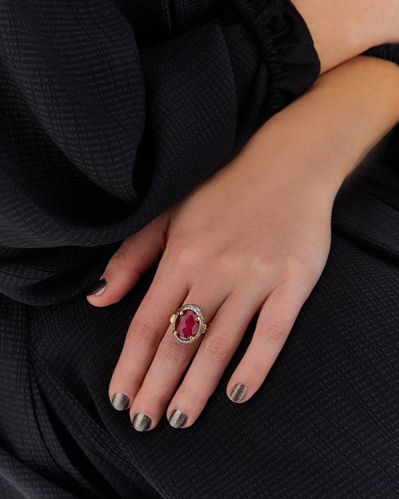 Nanis Anello "DANCING REVERSE" double face in oro, rubini, diamanti e crista – Nanis Italian Jewels Vendita Economica