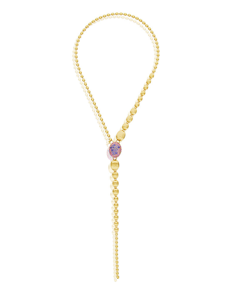 Nanis Collana a Y "DANCING REVERSE" double face in oro, zaffiri, tsavorite, – Nanis Italian Jewels Negozio