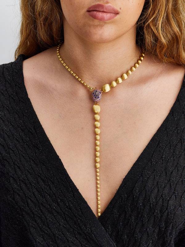 Nanis Collana a Y "DANCING REVERSE" double face in oro, zaffiri, tsavorite, – Nanis Italian Jewels Negozio