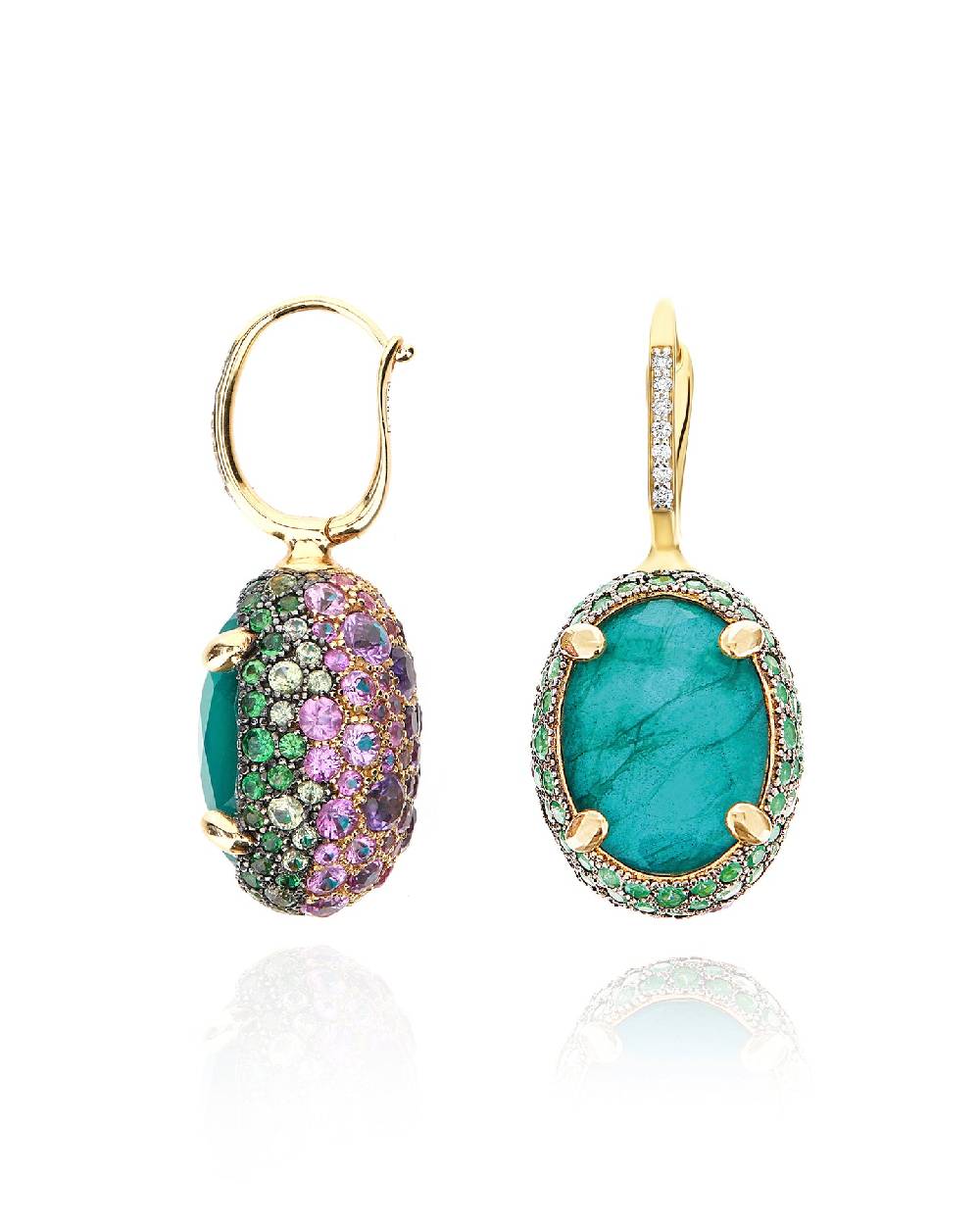 Nanis Orecchini CILIEGINE "DANCING REVERSE" double face in oro, diamanti, ts – Nanis Italian Jewels Moda