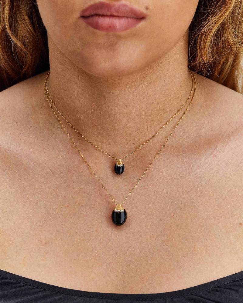Nanis Collana "DANCING MYSTERY BLACK" pendente in oro con boule in onice ner – Nanis Italian Jewels Soddisfazione Garantita