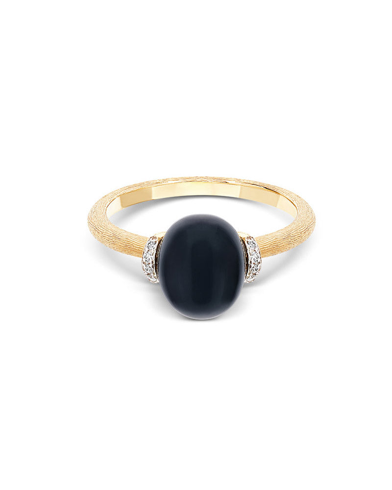 Nanis Anello "DANCING MYSTERY BLACK" con boule in oro, diamanti e onice nero – Nanis Italian Jewels Promozione Limitata