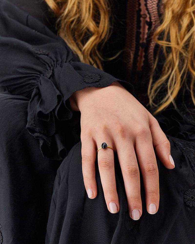 Nanis Anello "DANCING MYSTERY BLACK" con boule in oro, diamanti e onice nero – Nanis Italian Jewels Fino Al -60%