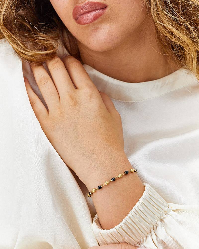 Nanis Bracciale "DANCING MYSTERY BLACK" casual con boules in oro e onice ner – Nanis Italian Jewels Convenienza