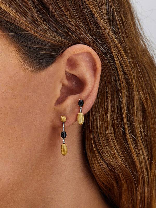 Nanis Orecchini "DANCING MYSTERY BLACK" pendenti in oro, diamanti e onice ne – Nanis Italian Jewels Novità