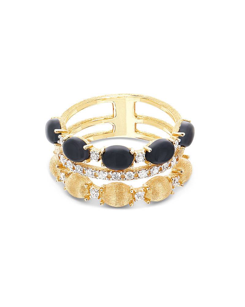 Nanis Anello "DANCING MYSTERY BLACK" a tripla fascia, pavé di diamanti, boul – Nanis Italian Jewels Solo un giorno rimasto