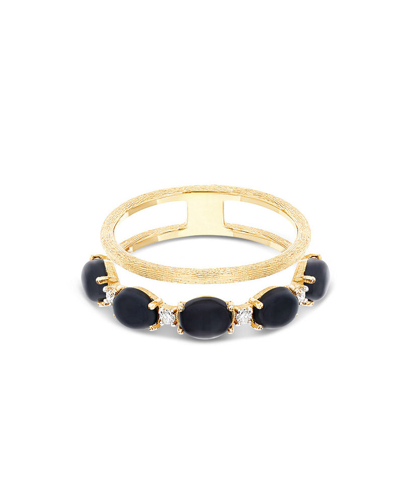 Nanis Anello "DANCING MYSTERY BLACK" a doppia fascia in oro, diamanti e onic – Nanis Italian Jewels Outlet
