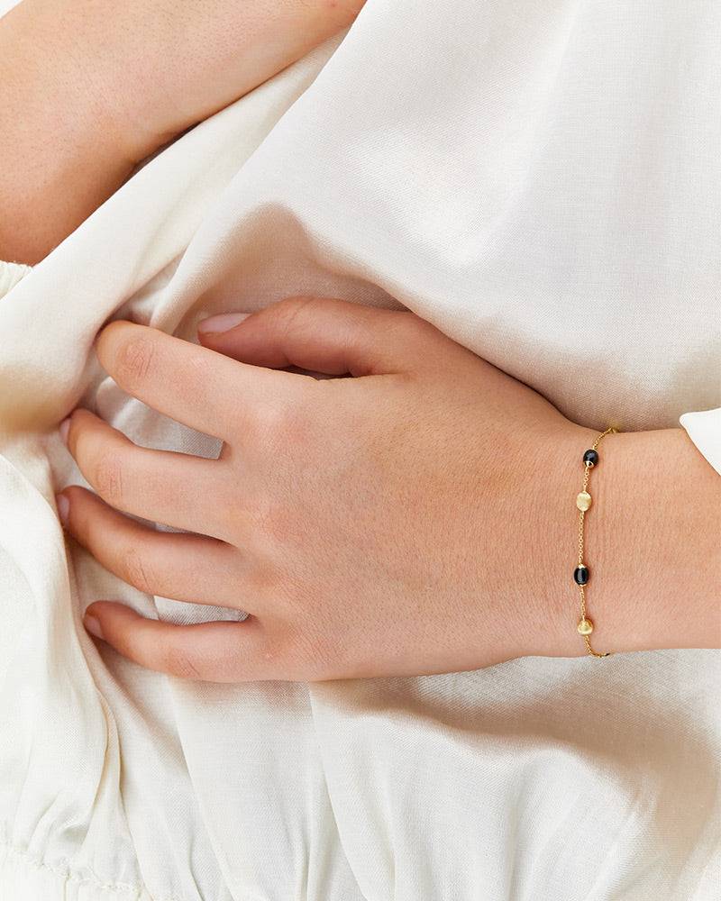 Nanis Bracciale "DANCING MYSTERY BLACK" essenziale in oro e onice nero – Nanis Italian Jewels Offerte