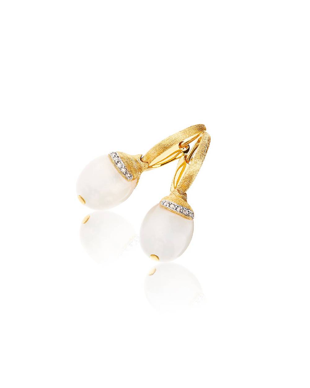 Nanis Orecchini ciliegine "WHITE DESERT" pendenti in oro, pietra di luna e d – Nanis Italian Jewels Moda